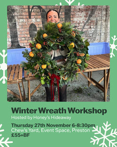 THURSDAY 27th NOV 6-8:30PM WINTER WREATH WORKSHOP BOOKING FEE ONLY